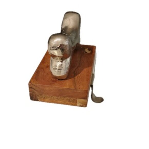 Decorative Dog-shape Silver Stocking Holder, Dog Jacket Hook Acacia Base  NEW - Picture 4 of 8